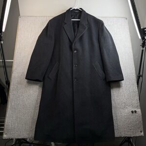 Andrew Fezza Men's 48R Black Coat Cashmere Blend Heavy Long Italian Overcoat